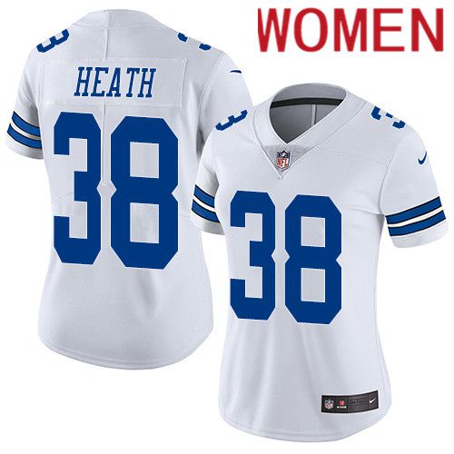 Women Dallas Cowboys 38 Jeff Heath Nike White Vapor Limited NFL Jersey